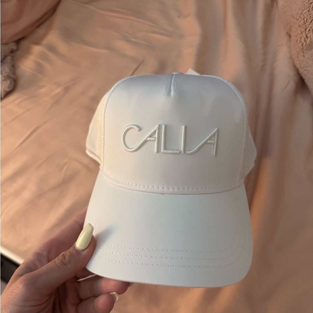 White Minimalist Baseball Hat with Embroidered CALLA